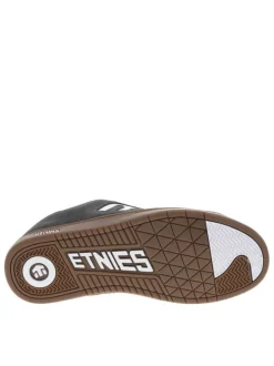 Baskets skate en cuir grises à semelle marron avec logos et à lacets blancs