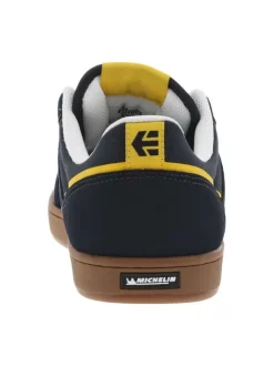 Baskets skate en cuir marine à semelle marron avec lacets et logo blancs