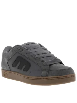 Baskets skate grises à talon plat avec des lacets et une languette large