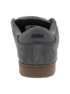 Baskets skate grises à talon plat avec des lacets et une languette large