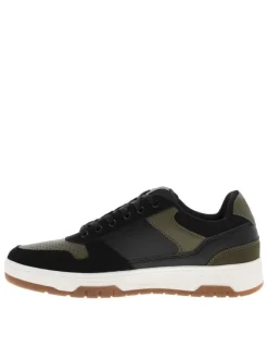 Baskets skate kaki à talon plat pourvues du logo de la marque
