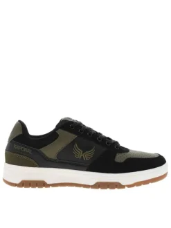 Baskets skate kaki à talon plat pourvues du logo de la marque