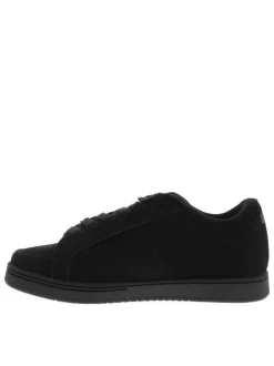 Baskets skate noires à talon plat à lacets tressés avec une languette épaisse