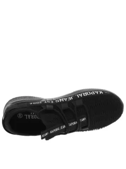 Baskets sneakers slip-on en textile stretch noir à semelle compensée
