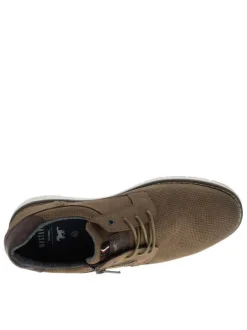 Baskets taupe à talon plat avec des lacets et un zip latéral