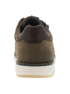 Baskets taupe à talon plat avec des lacets et un zip latéral