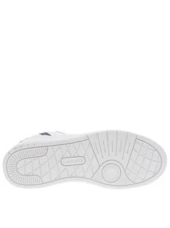Baskets tennis blanches et bleues à talon et lacets plats avec logo vert brodé