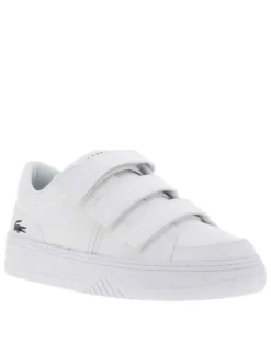 Baskets tennis blanches grainées avec logo de la marque embossé en noir