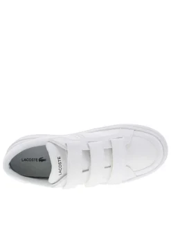 Baskets tennis blanches grainées avec logo de la marque embossé en noir