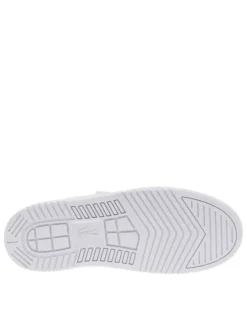 Baskets tennis blanches grainées avec logo de la marque embossé en noir