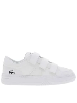 Baskets tennis blanches grainées avec logo de la marque embossé en noir
