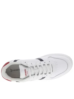 Baskets tennis blanches à talon plat et à lacets plats avec logo brodé