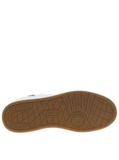 Baskets tennis blanches à talon plat et à lacets plats avec logo brodé