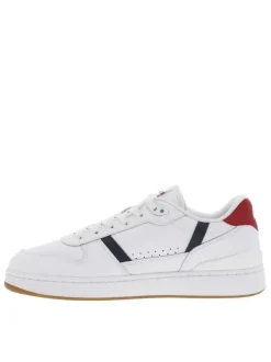 Baskets tennis blanches à talon plat et à lacets plats avec logo brodé