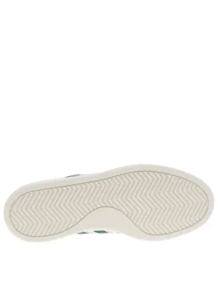 Baskets tennis blanches à talon plat et à lacets plats blancs avec bandes vertes