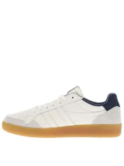 Baskets tennis bleues à semelle à talon plat et à lacets plats avec nom iconique