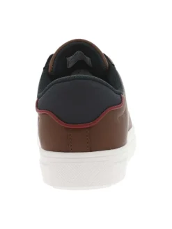 Baskets tennis cognac à semelle à talon plat, à lacets et nom de la marque