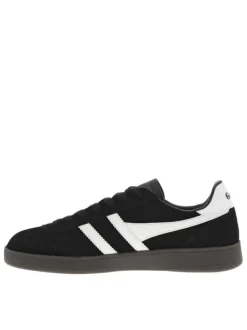 Baskets tennis en croûte de cuir noires à talon plat et à lacets plats noirs