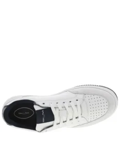 Baskets tennis en cuir blanches avec semelle et chevillière en bleu marine