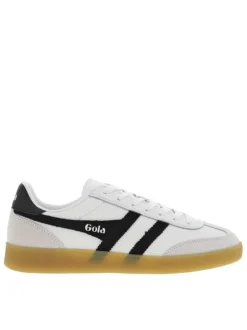 Baskets tennis en cuir blanches plates à lacets plats blancs avec bandes noires