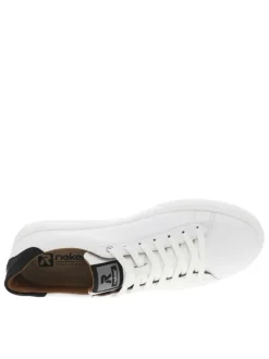 Baskets tennis en cuir blanches à semelle plate logotypée et à lacets plats