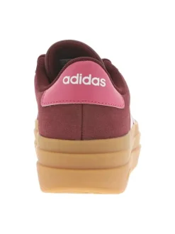 Baskets tennis en cuir bordeaux et à lacets avec empiècement rose