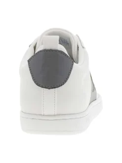Baskets tennis en cuir grainé blanc à semelle à talon plat et à lacets plats