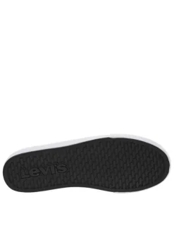 Baskets tennis noires avec nom de la marque floqué en blanc sur la languette