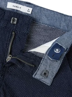 Bermuda chino en coton marine avec des pois et une coupe regular fit