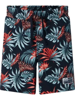 Bermuda jogging en coton biologique marine imprimé tropical à coupe regular fit