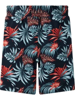 Bermuda jogging en coton biologique marine imprimé tropical à coupe regular fit