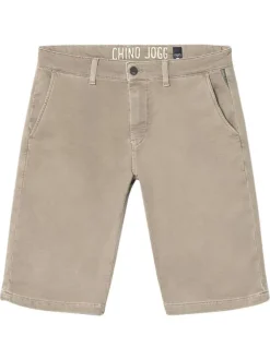 Bermuda chino beige uni avec une coupe regular fit et une taille intermédiaire