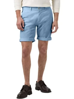 Bermuda Chino bleu uni avec une coupe ajustée et des ourlets