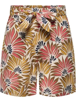 Bermuda chino en coton beige à imprimé multicolore et à coupe regular fit