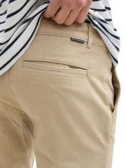 Bermuda chino en coton beige uni à coupe regular fit et à taille intermédiaire