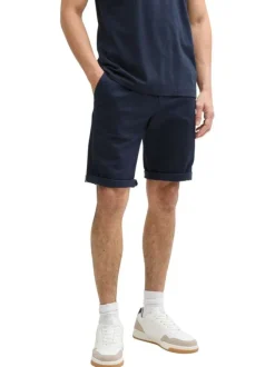 Bermuda chino en coton bleu marine uni avec une coupe regular fit
