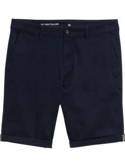 Bermuda chino en coton bleu marine uni avec une coupe regular fit