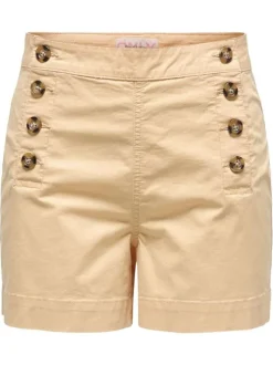 Bermuda chino en coton caramel uni à coupe regular fit avec des boutons