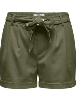 Bermuda chino kaki uni à coupe regular fit avec une ceinture à nouer
