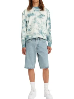 Bermuda 469 en coton bleu à coupe droite pourvu de multiples poches