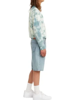Bermuda 469 en coton bleu à coupe droite pourvu de multiples poches