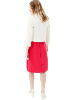 Blazer blanc uni avec une coupe droite et des manches 3/4
