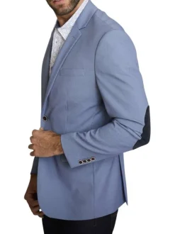 Blazer bleu uni avec une coupe droite et des manches longues