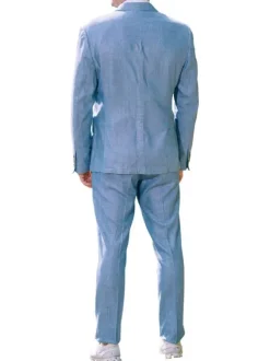 Blazer bleu uni coupe ajustée col cubain et des manches longues