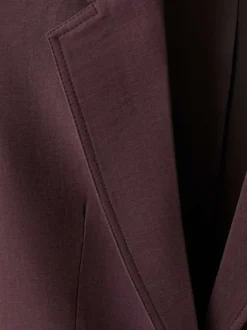 Blazer bordeaux uni pourvu d'une coupe droite et d'un col à revers