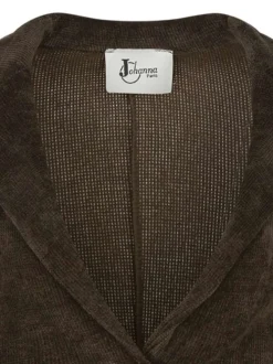 Blazer chocolat en velours avec une coupe ajusté et un col tailleur