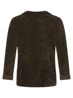 Blazer chocolat en velours avec une coupe ajusté et un col tailleur