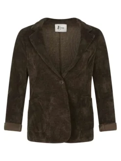 Blazer chocolat en velours avec une coupe ajusté et un col tailleur
