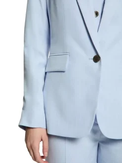 Blazer ciel à coupe droite pourvu d'un col à revers et de manches longues