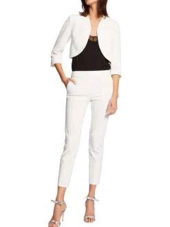 Blazer ecru uni coupe ajusté montant à manches longues